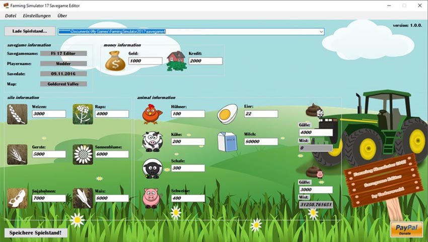 Farming Simulator 2017 Savegame Editor V 1.0