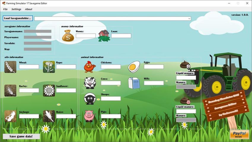 Farming Simulator 2017 Savegame Editor V 1.0