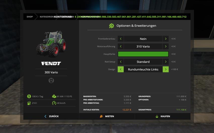 Fendt 300 Vario with beacon Lights V 1.0