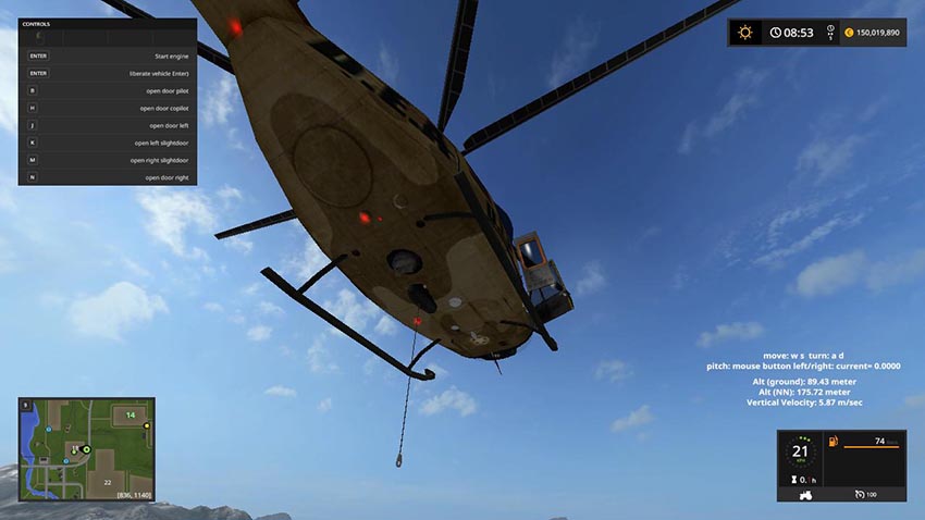 UH2D huey DEA Helicopter SkyCrane v 1.0