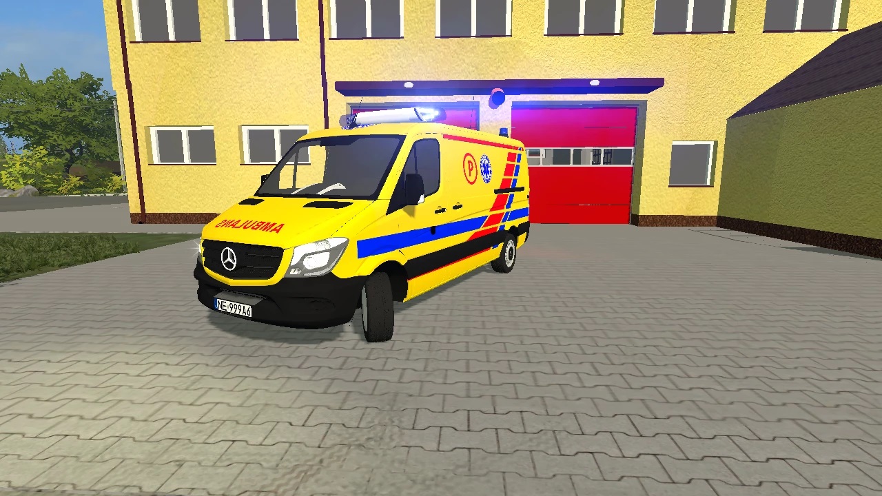 MERCEDES BENZ SPRINTER KARETKA ,,P'' PODSTAWOWA W KOLORZE ŻÓŁTYM V4.0